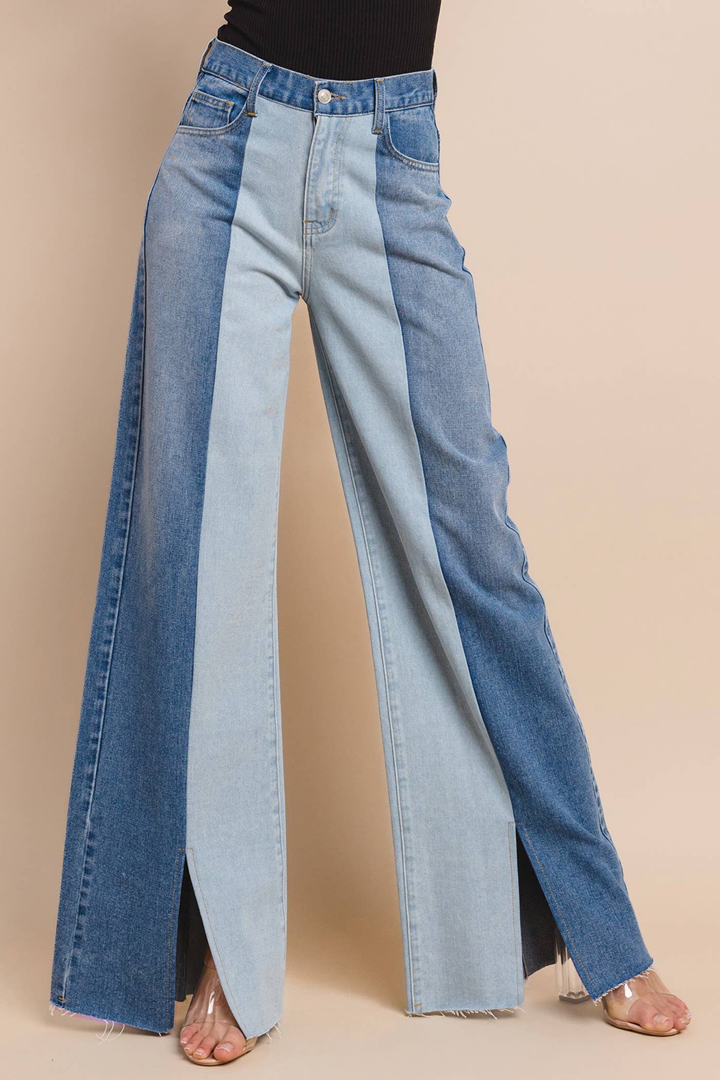 COLORBLOCK JEANS WITH SPLIT SEAM