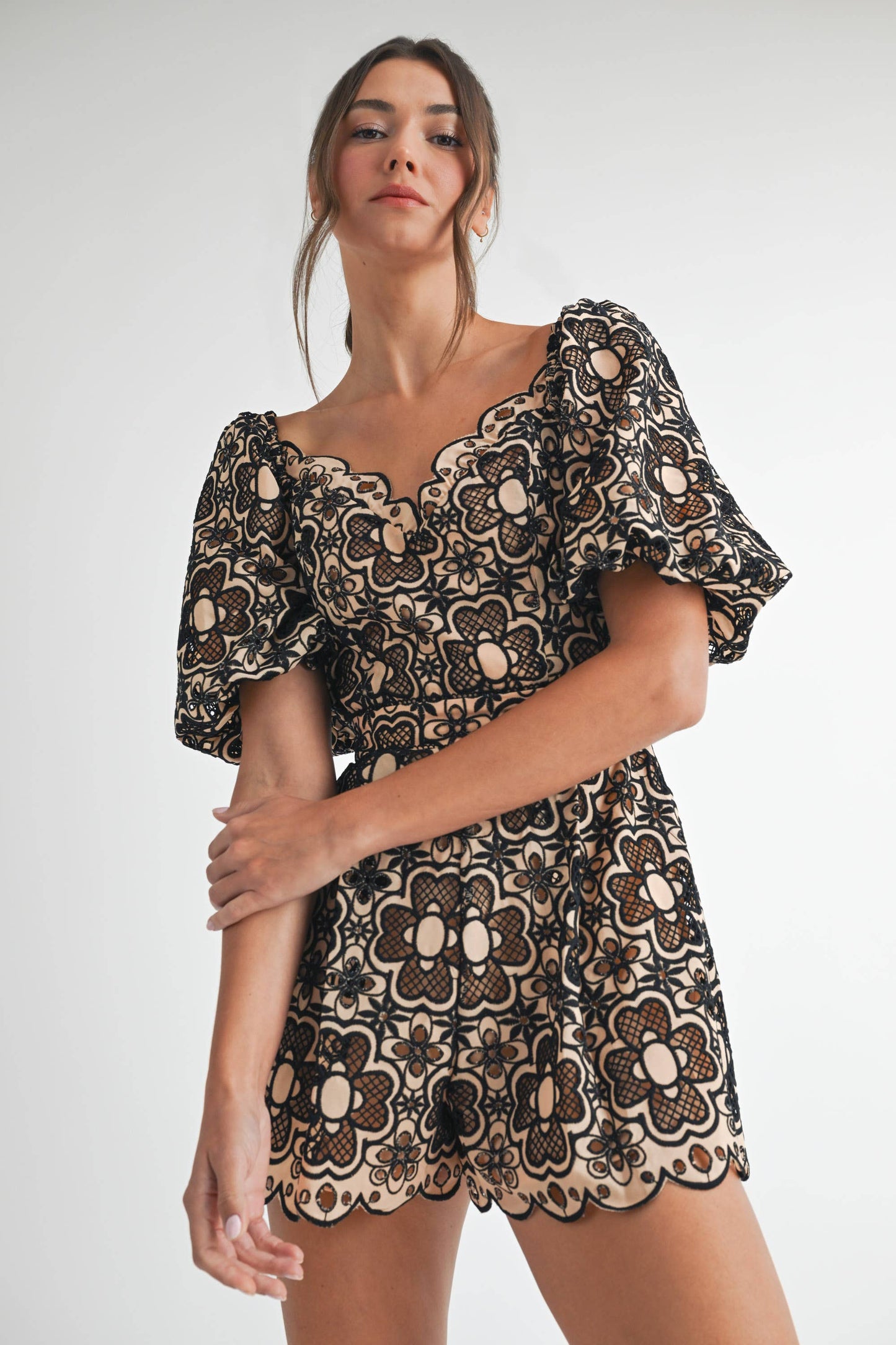 Crochet Short Sleeve Romper