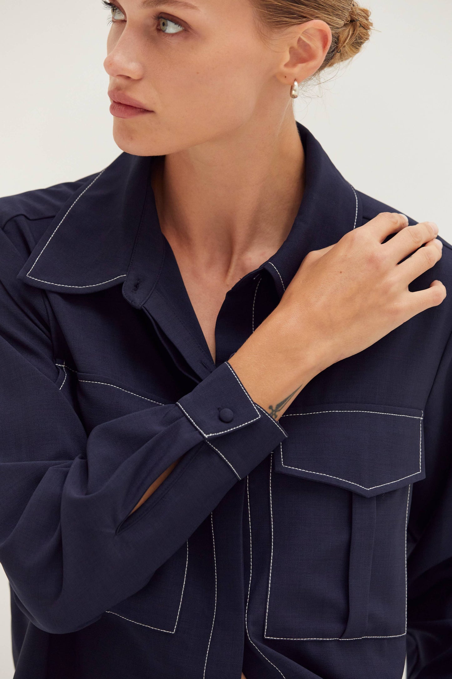 Kelly  Contrast Stitch Button Down Shirt