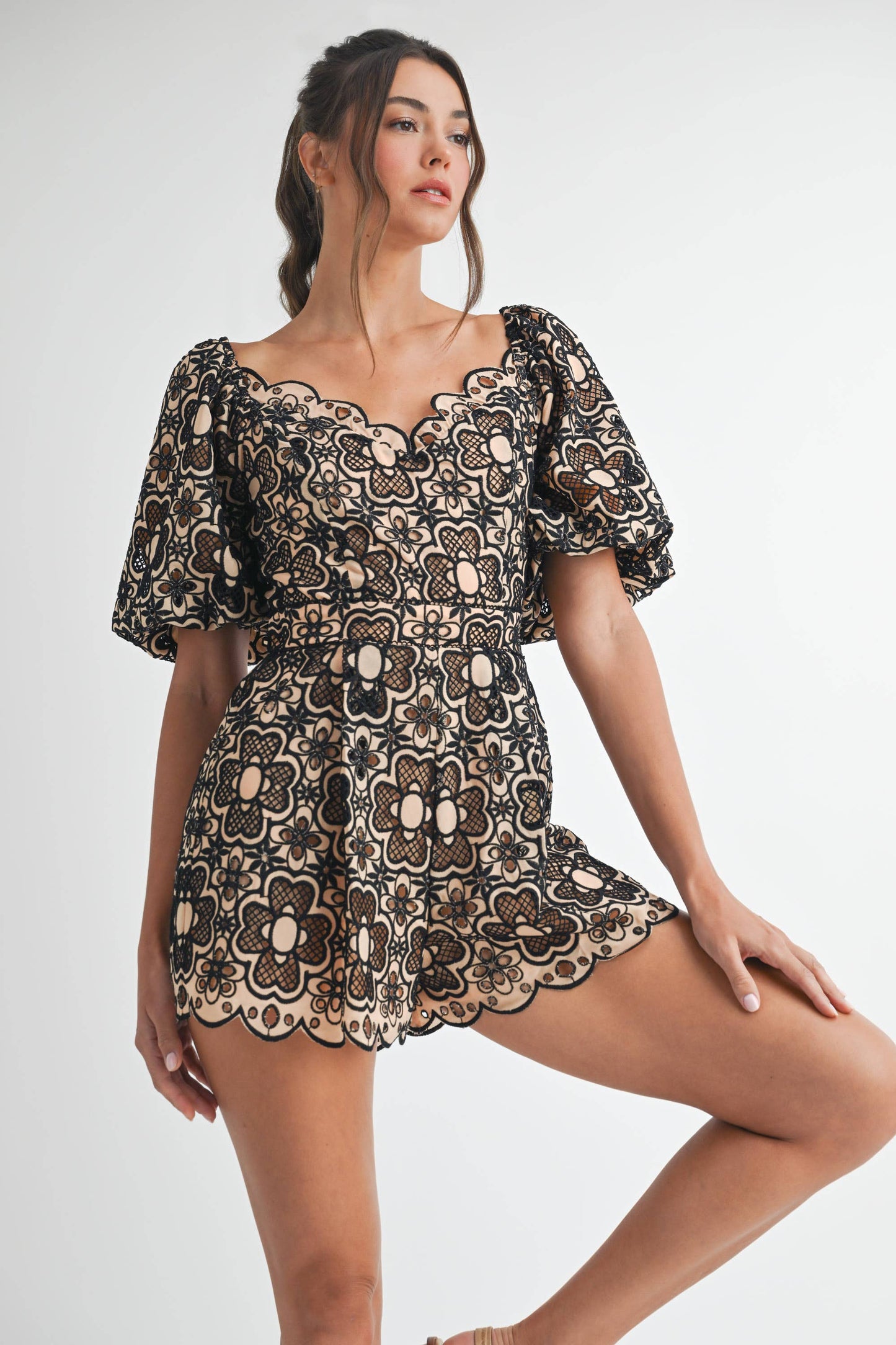 Crochet Short Sleeve Romper