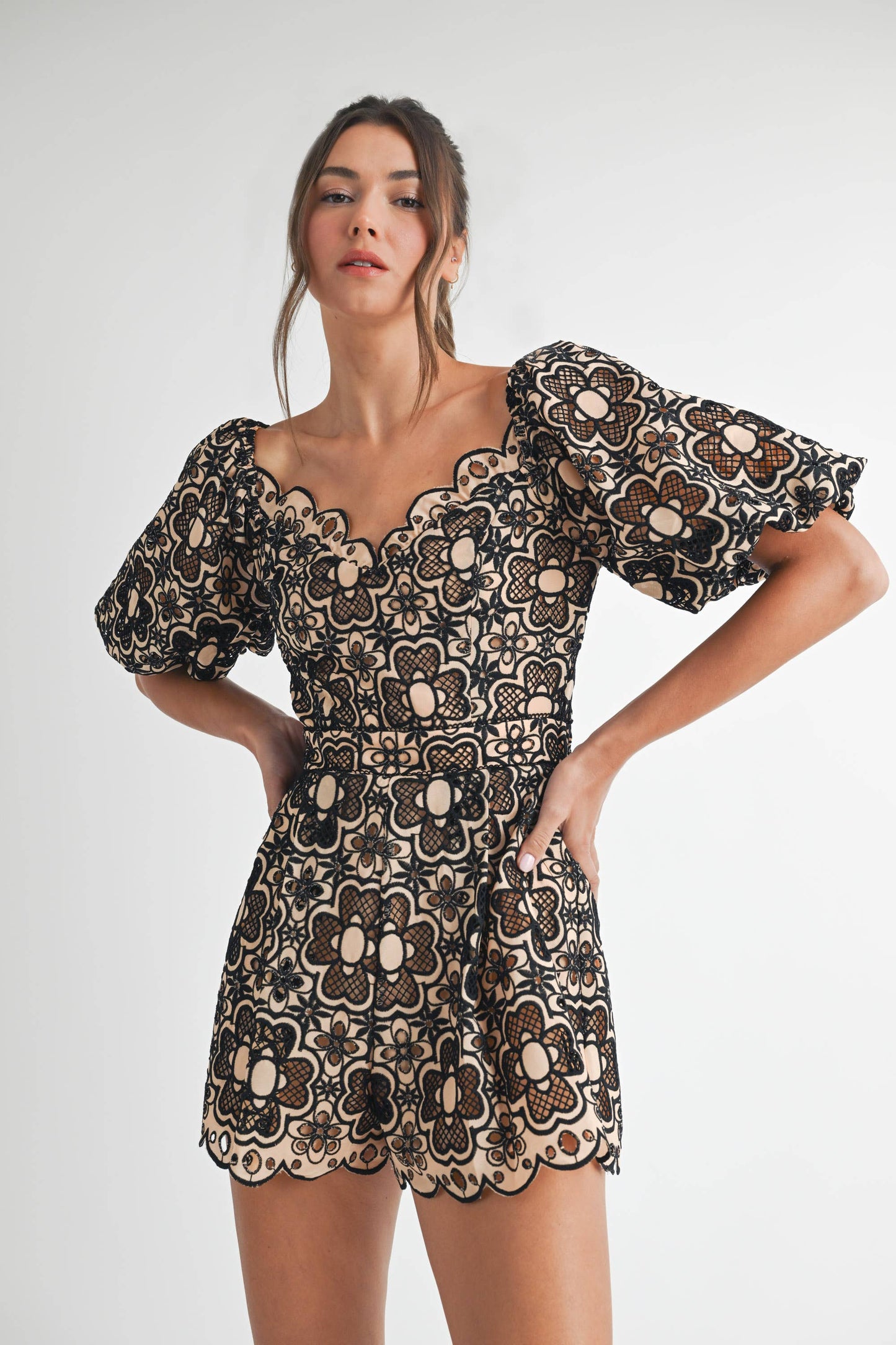 Crochet Short Sleeve Romper