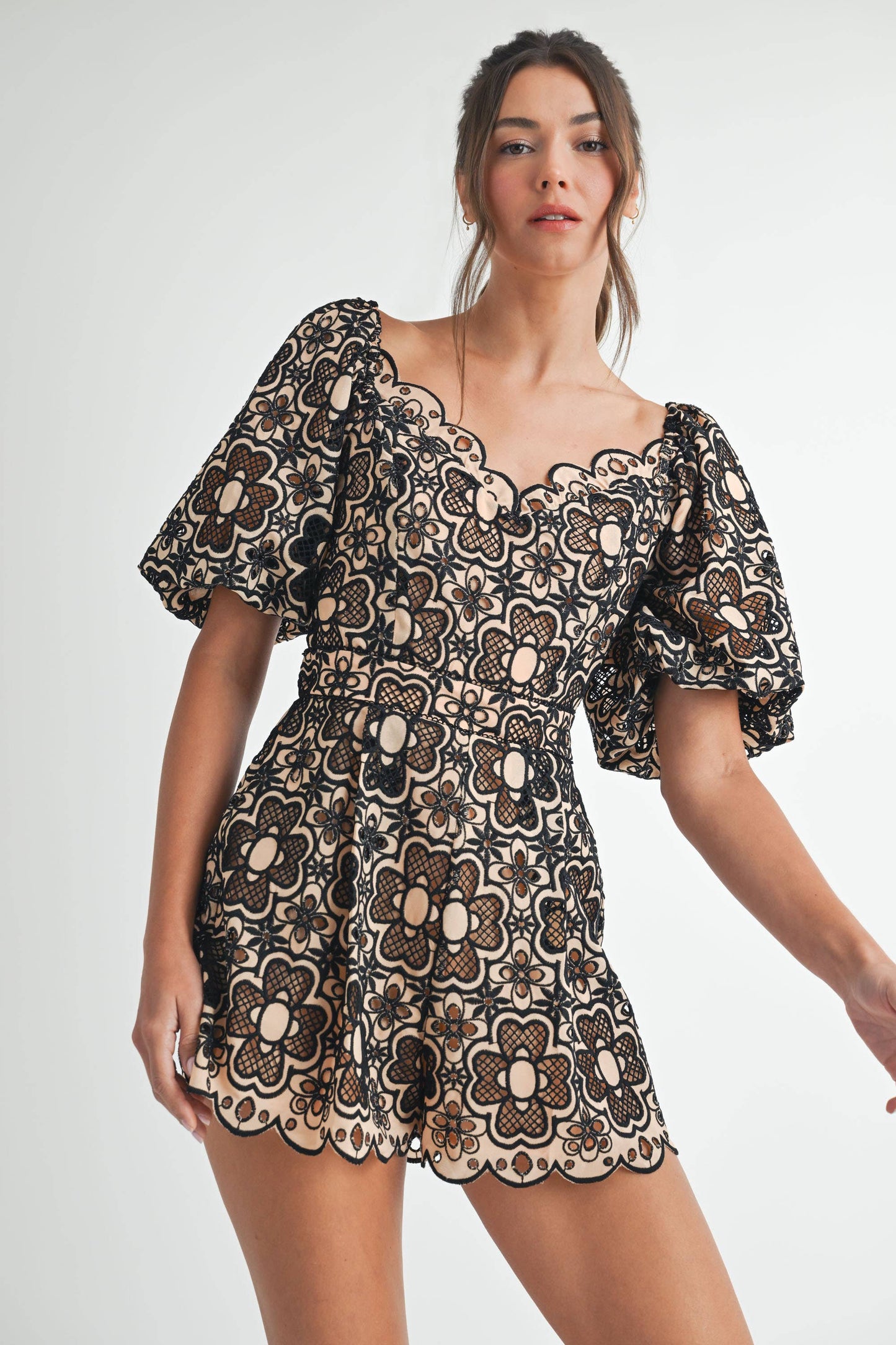 Crochet Short Sleeve Romper