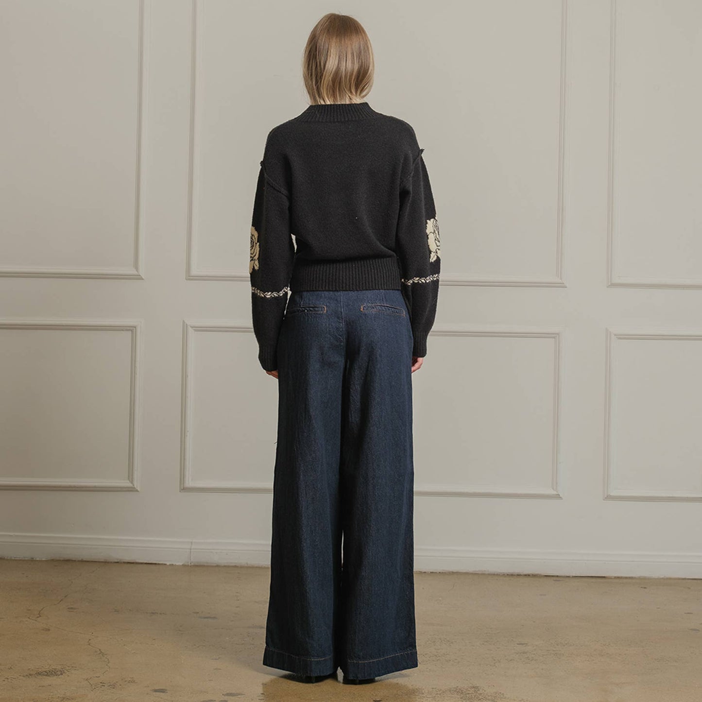 Rose Jacquard Knit Sweater