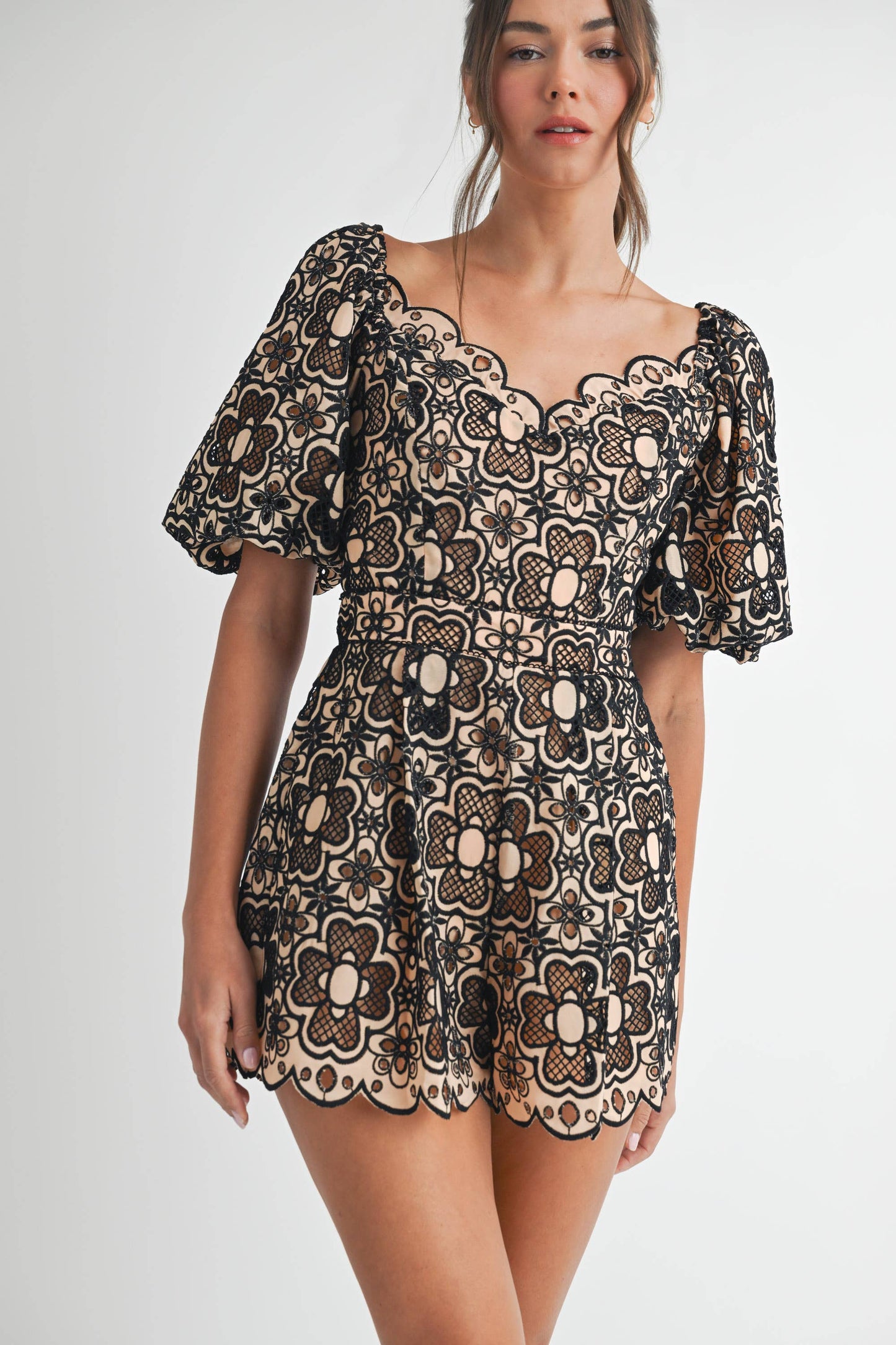 Crochet Short Sleeve Romper