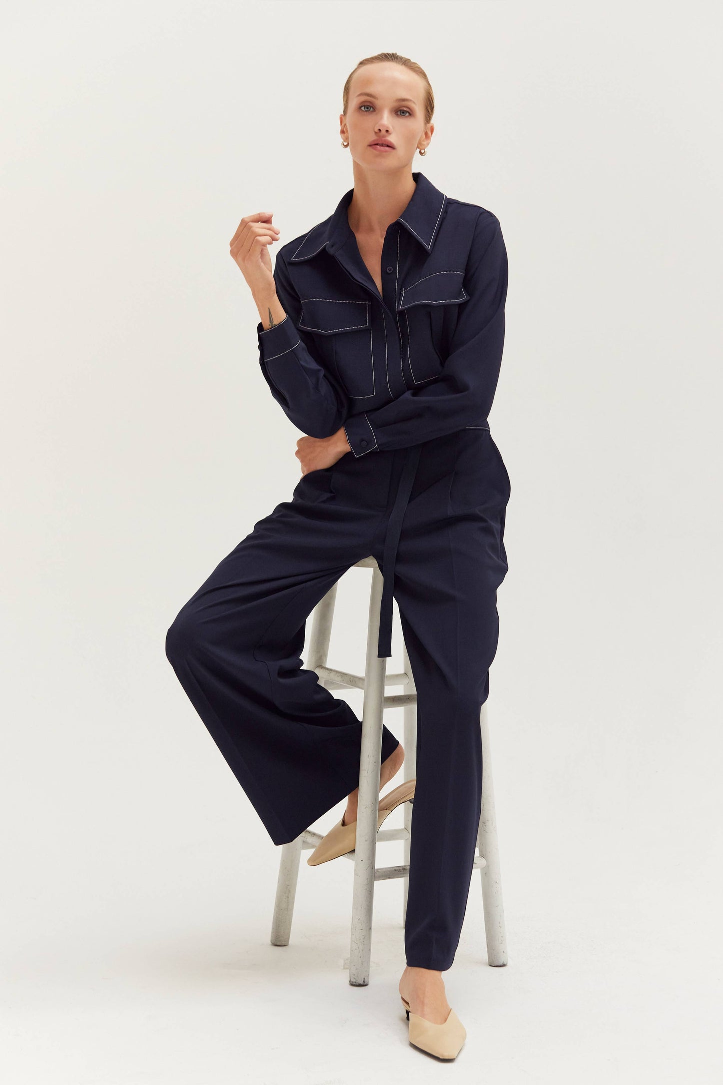 Kelly  Contrast Stitch Button Down Shirt