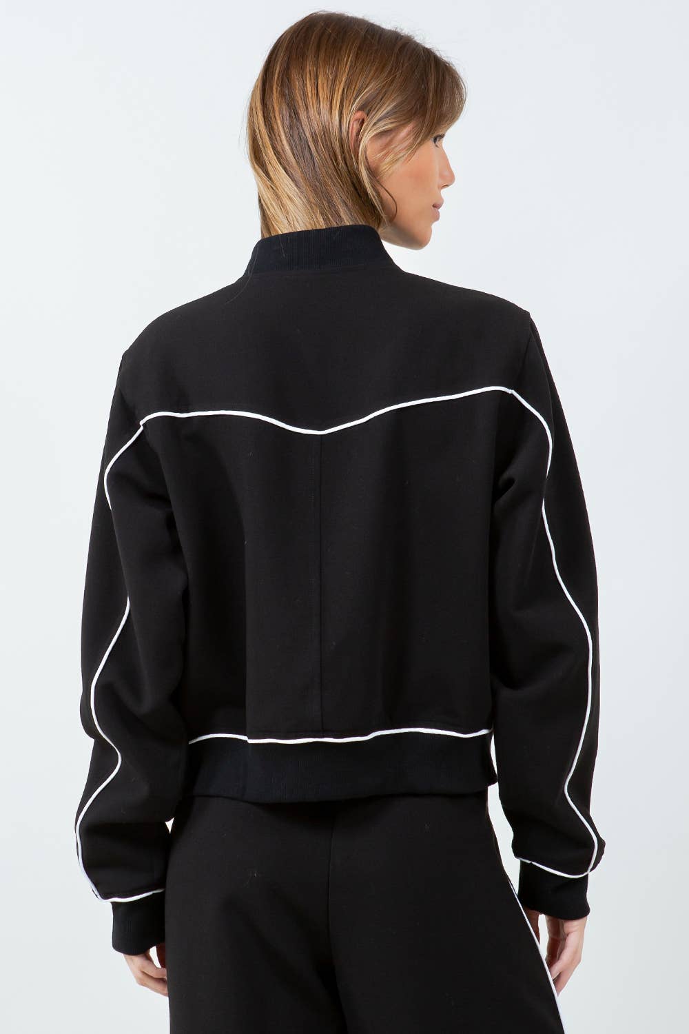 ALANA CONTRAST PIPING DETAILED  BOMBER JACKET
