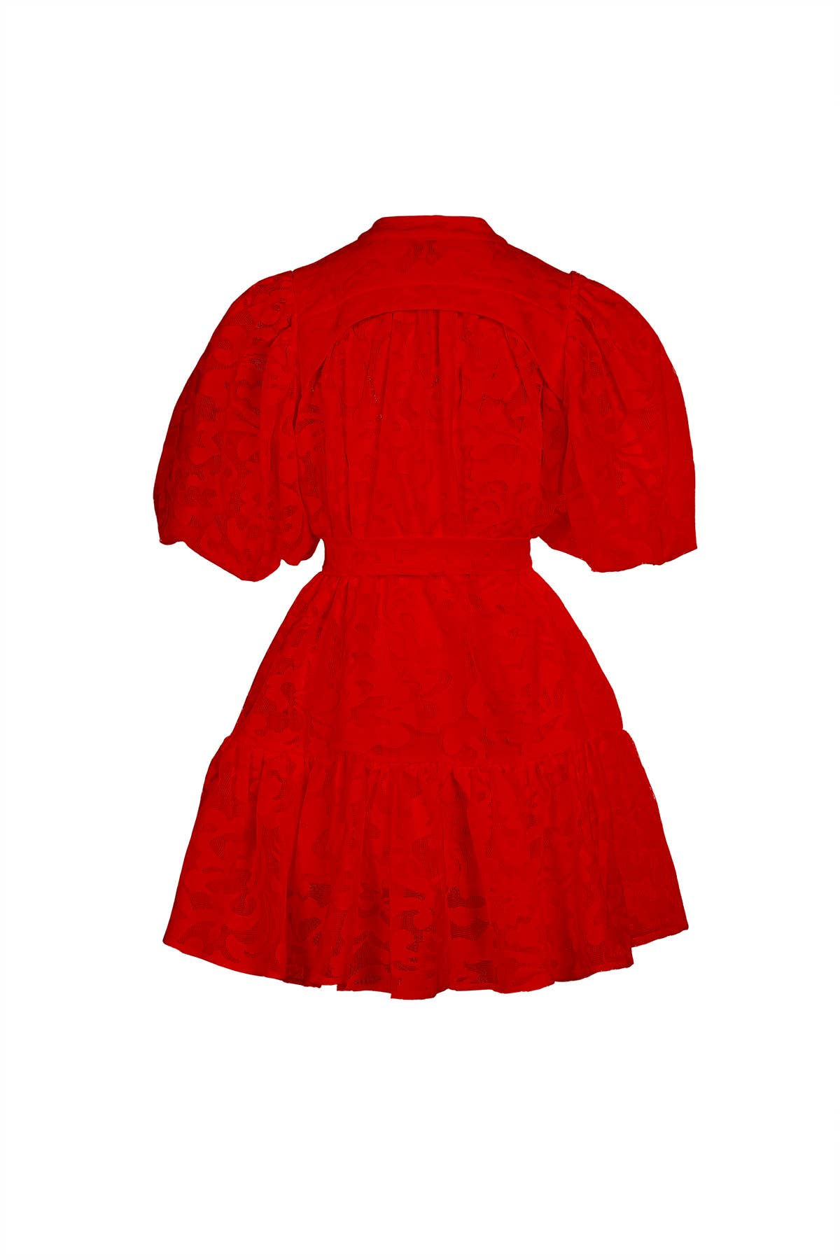 Mesh Belted Puff Mini Dress