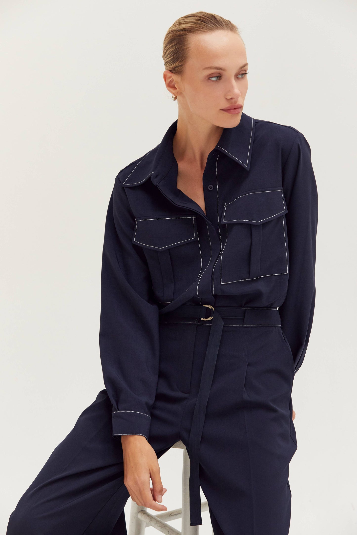 Kelly  Contrast Stitch Button Down Shirt