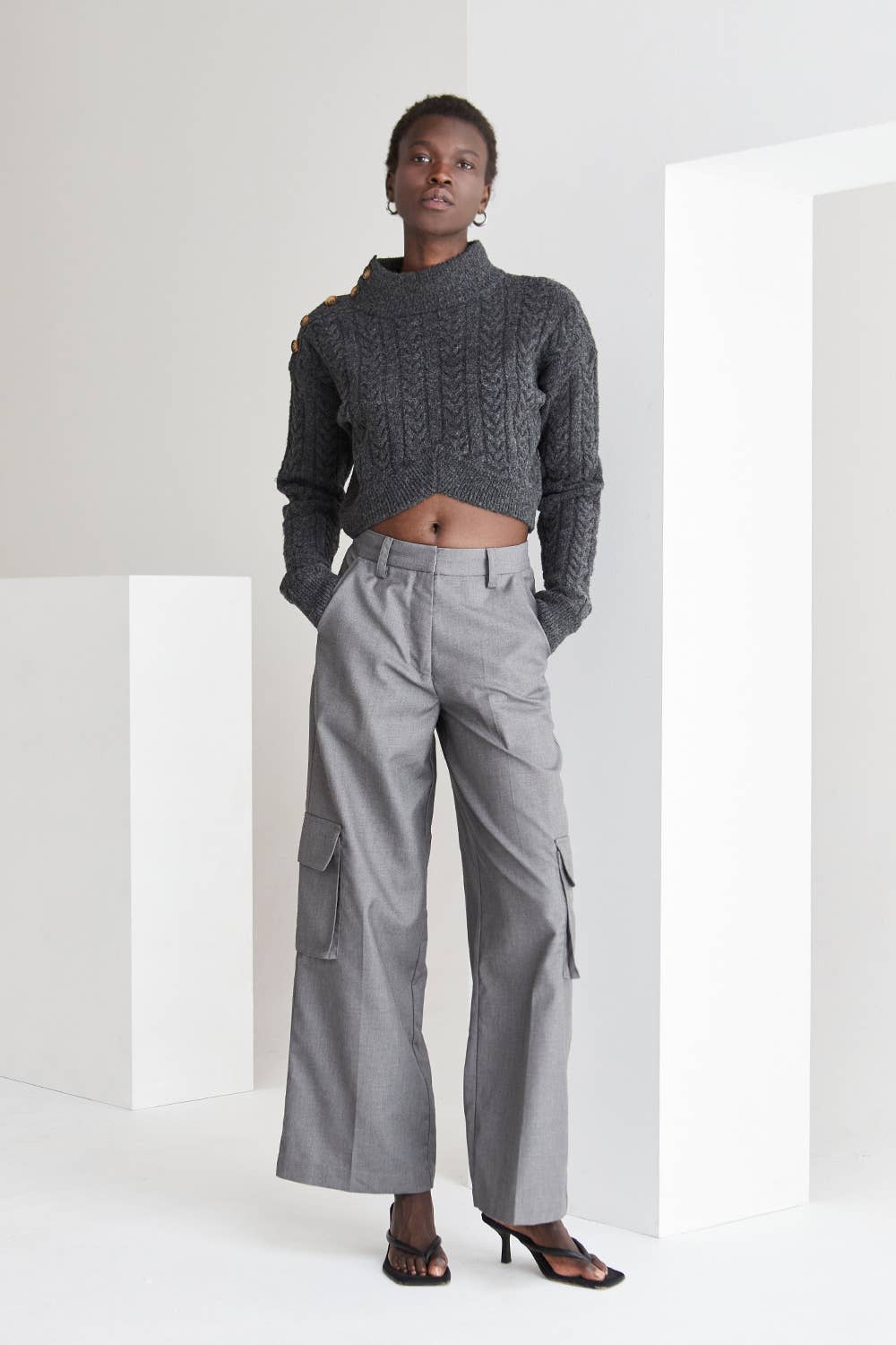Nelci Mock Neck Crop Sweater